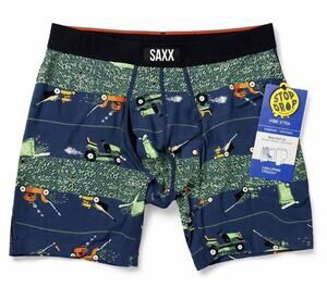 SAXX Vibe Xtra Boxer Brief Mens Small Blue Golf Print Ballpark Pouch NWT